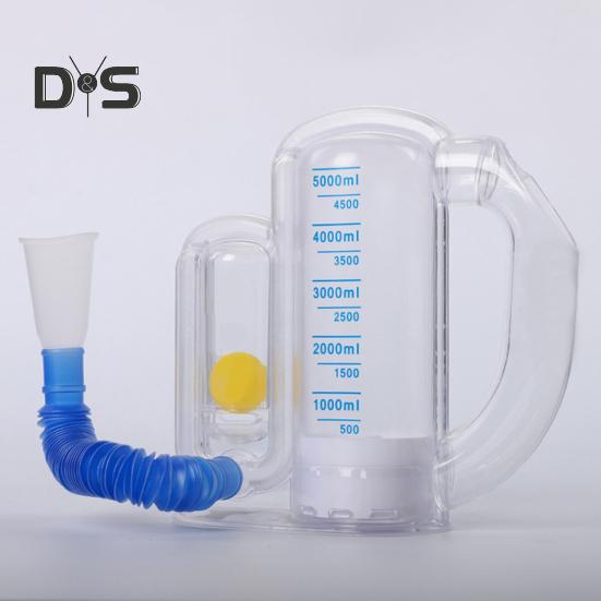 Спирометр Incentive Spirometer 5000ML Измерение объема с индикатором скорости потока Тренажер для глубокого дыхания для студентов, детей, взрослых, пожилых людей Устройство для тренировки легких