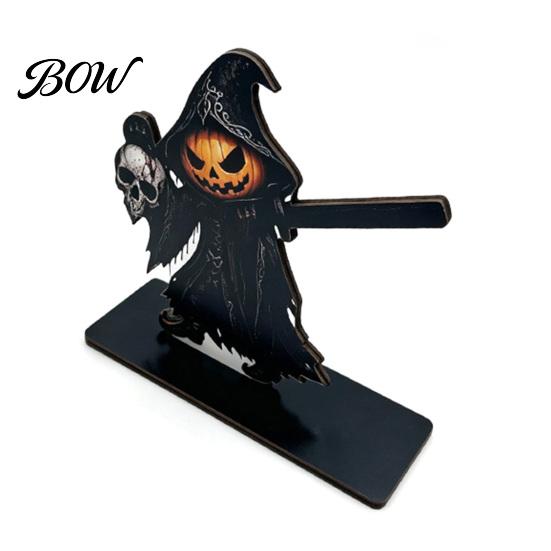 Autumn Themed Table Centerpiece Halloween Wooden Napkin Holder, Ghost Pumpkin Tabletop Decor for Kitchen Dining Room, Functional Holiday Gadget Spooky