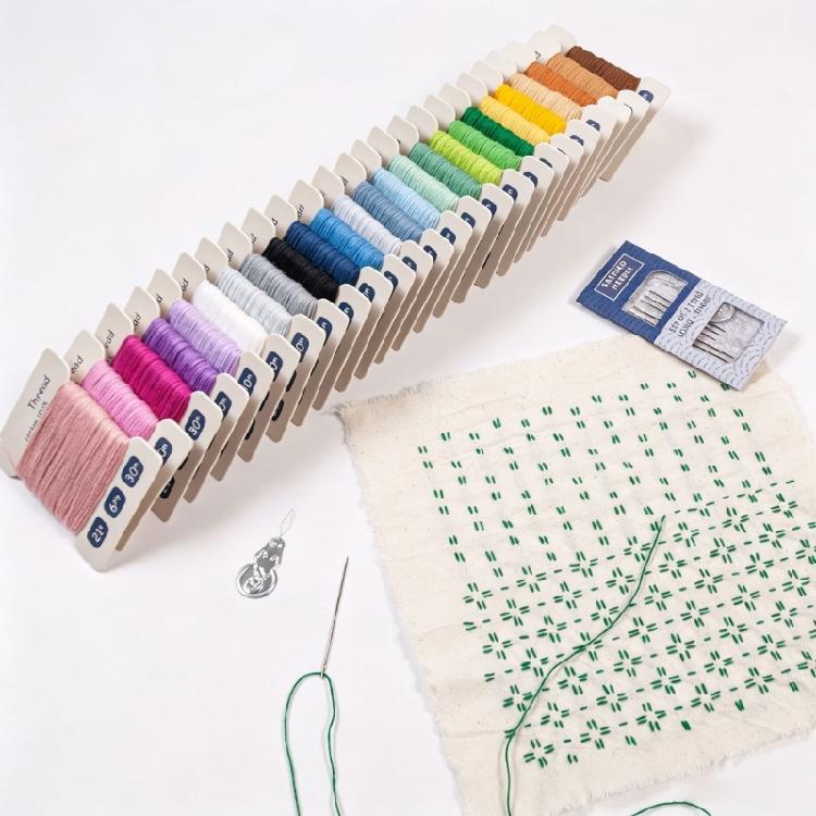 Cotton Repair Thread Assortment for Hand Sewing, 5 Tone 30 M Length Set with Threading Aid and Six Cord Format