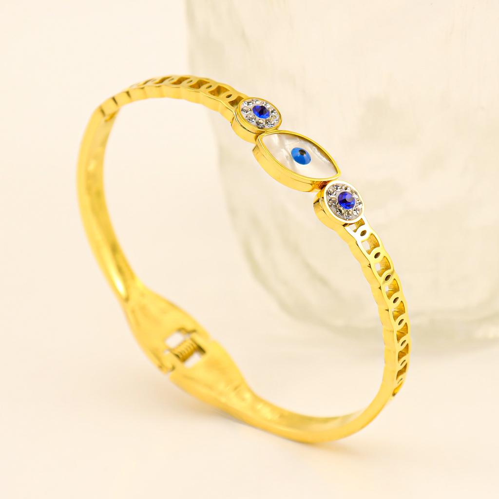 Браслет женский из титановой стали с бриллиантовой ракушкой, не выцветающий, с пружинной застежкой из нержавеющей стали