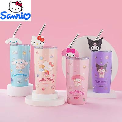 Нетоксичный 600 мл Термокружка Sanrio Кавайная Хелло Китти Куроми Мелоди Студенческий Детский Подарок Аниме Мультфильм Милый Портативный Соломинка Большая Вместимость