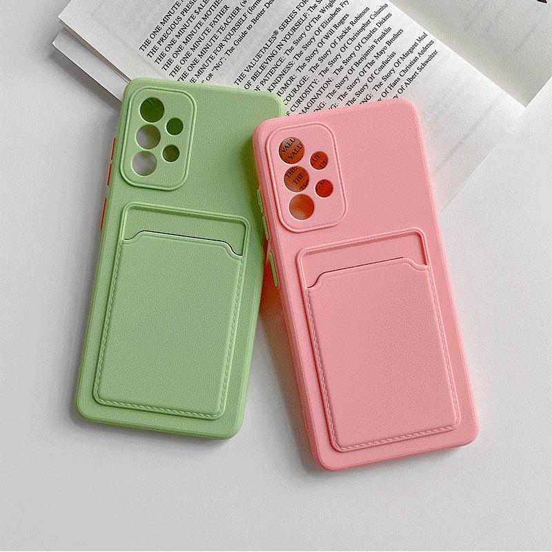 Silicone with Card Holder Phone Case for Samsung Galaxy A05S A05 A15 A25 A35 A55 A24 A34 A54 A14 A13 4G 5G Shockproof Cover