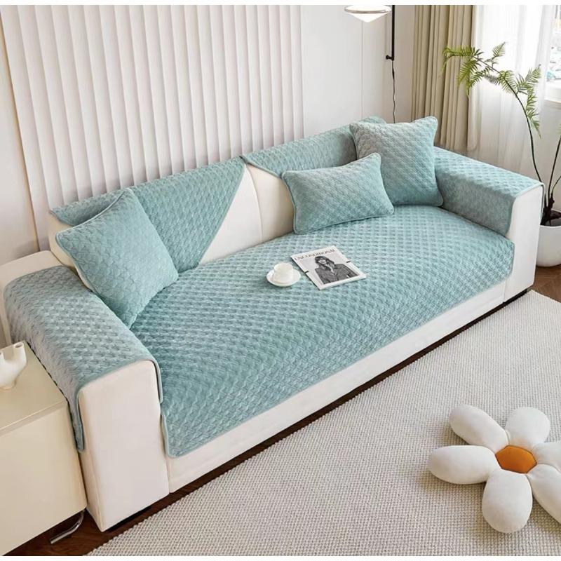 Sofa Cushion Winter Short Plush Anti Slip Simple Modern Light Luxury Style Seat Cushion Seasonal Leather Sofa Cover Cloth Towel