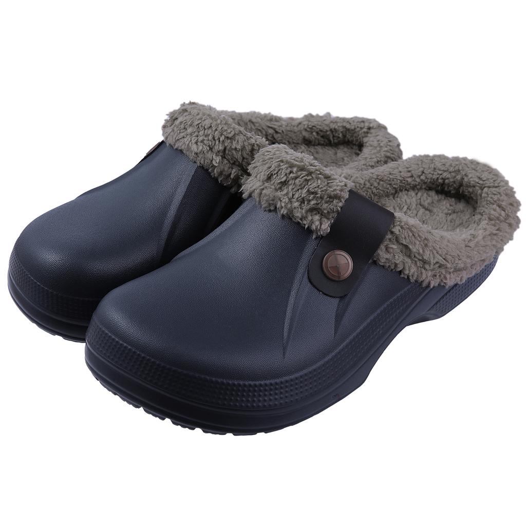 Fashion Comwarm Indoor Women Warm Slippers Garden Shoes Soft Waterproof EVA Plush Slippers Female Clogs Couples Home Bedroom Fuzzy Shoes