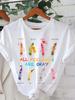 Back To School Crayon Print Crew Neck T-Shirt for Women Casual Summer & Spring Tops Female Short Sleeve T-shirtClothe