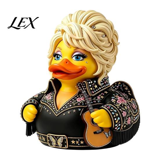 Статуэтка утки из смолы для домашнего декора Parton Memorial Duck, Фигурка Dolly, Статуэтка в стиле кантри-музыки, Ручная роспись фигурки музыканта на гитарную тематику, Декоративная