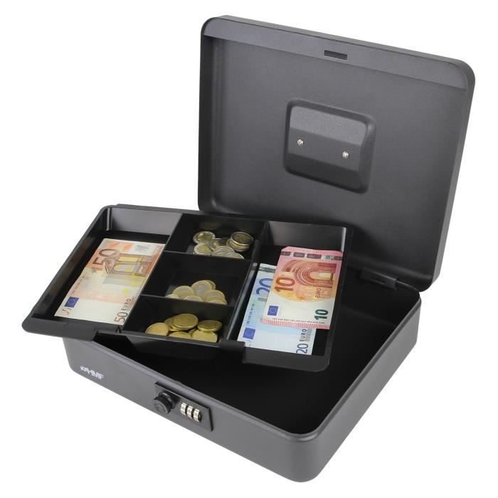 Caisse à Monnaie - HMF - 10017-02 - Serrure à Combinaison - 30 x 24 x 9 cm - Noir