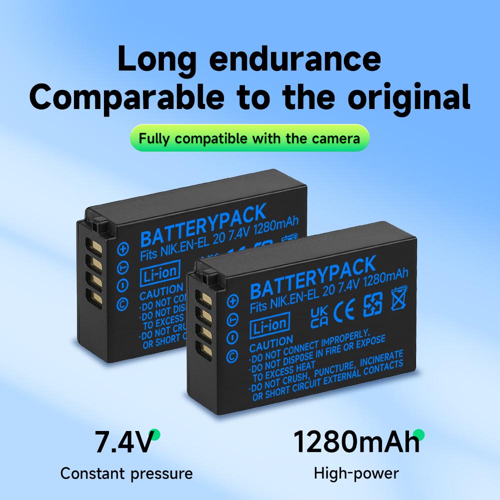 1280 мАч EN-EL20 EN-EL20a Аккумулятор + Многофункциональное зарядное устройство Коробка для хранения аккумуляторов для Nikon Coolpix P1000, 1 j1, 1 J2, 1 J3, 1 S1, 1 V3, Coolpix A