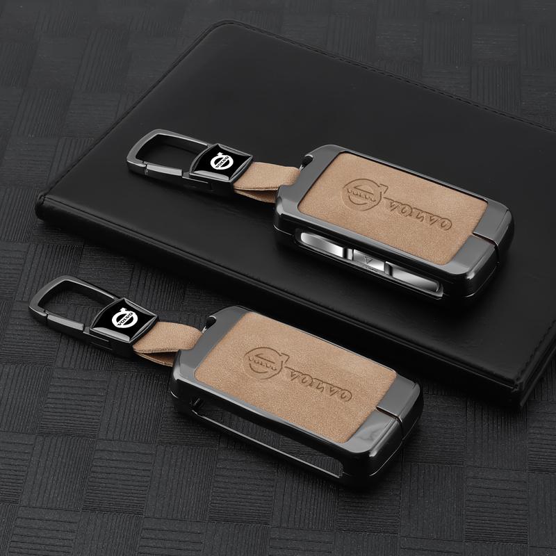 Suede Zinc Alloy Car Key Case Cover Shell Holder For Volvo XC60 XC40 XC90 S90 V60 S60 V90 C40 Polestar 1 Polestar 2 Accessories GY6