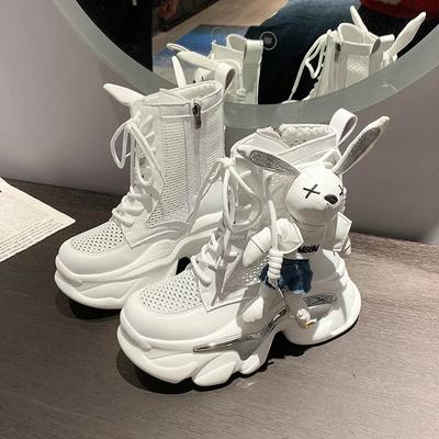 Модные женские ботинки на толстой подошве, на танкетке, на шнуровке, декоративные, женская обувь, модные летние женские ботинки, вулканизированная обувь, современные ботинки