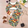 Girls Cartoon 2 Piece Outfits, Long Sleeve Crop Top + Spaghetti Strap Bodycon Dress, Fresh Light Print Party Dress Set