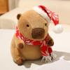 22cm Cartoon Cute Xmas Capybara Plushies Soft Kawaii Kapibara Scarf Candy Wreath Cane Decor Soft Plush Toy Christmas Gift