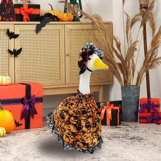 1 комплект нарядов для гуся на крыльце на Хэллоуин, уличный сад, лужайка, двор, статуя гуся, осенний плащ с тыквами, круглая шляпа с кружевом, праздничная одежда для вечеринки