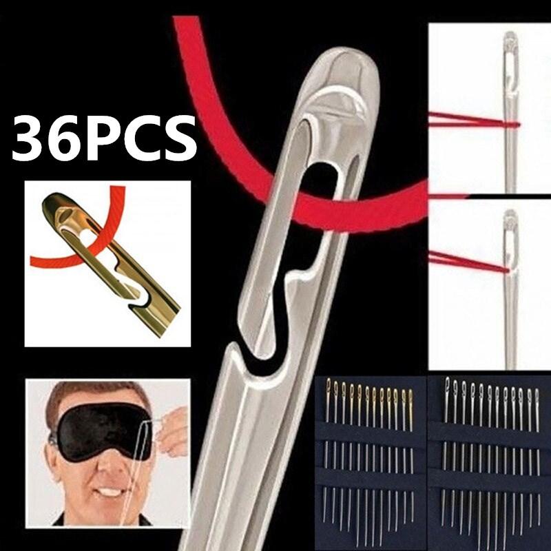 12/36 шт. Швейные иглы разных размеров с боковым ушком из нержавеющей стали для штопки, шитья, бытовые ручные инструменты, швейные инструменты и аксессуары
