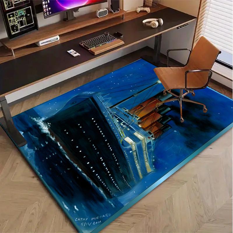 Titanic Polyester Carpet, Soft Indoor Mat for Office Chair, Living Room, Computer Desk - Decorative Home Office Rug Design