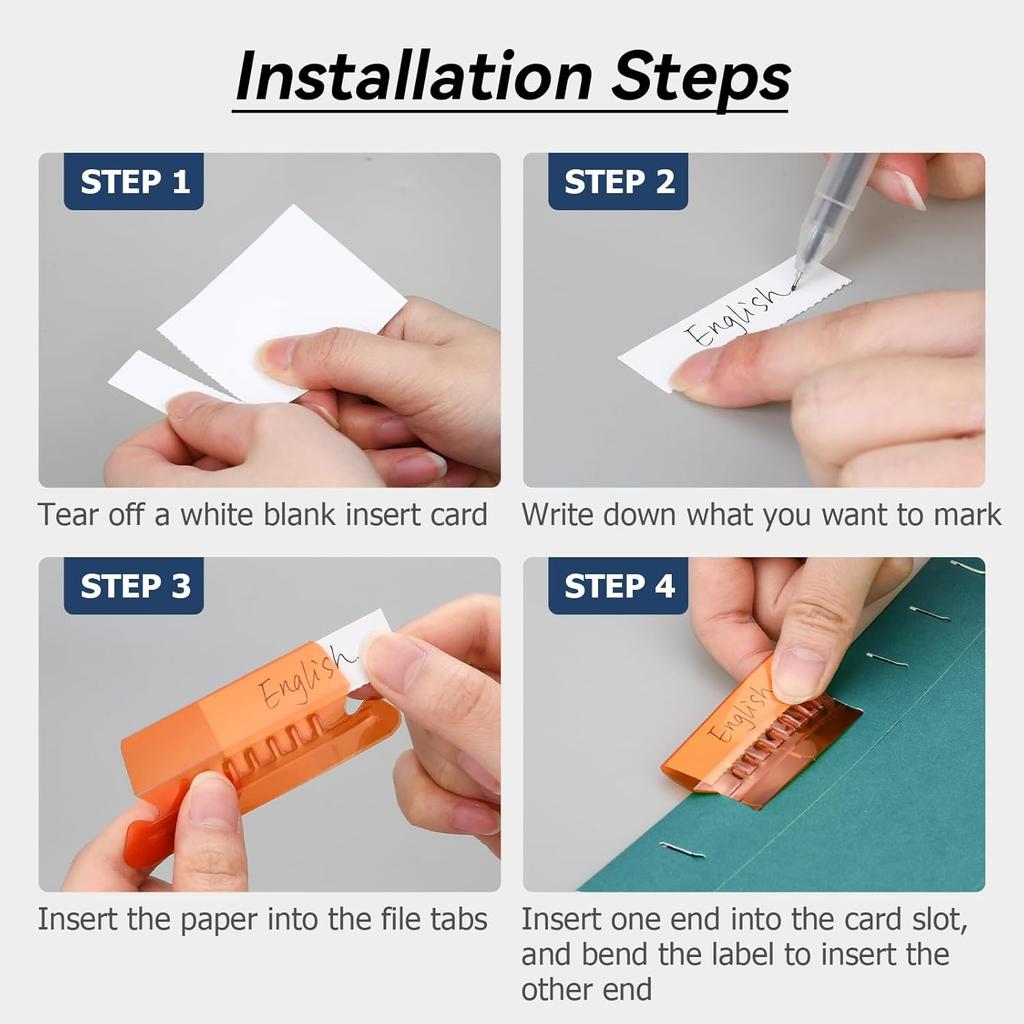 Hanging File Folder Tabs, 60 Sets Multicolor File Tabs and erts 2" Clear Plastic Labels for Hanging File Folders