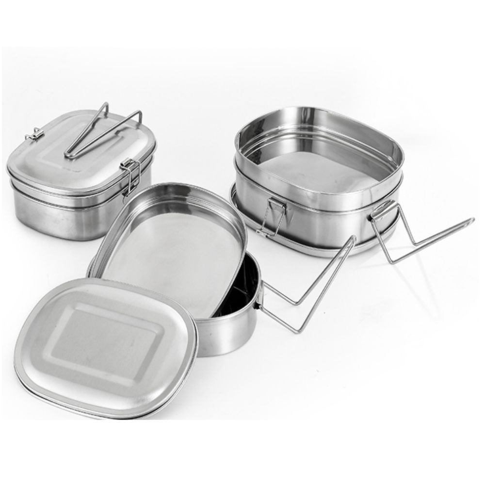 1/2 Layer Stainless Steel Lunch Box Rectangular Food Storage Box Food Container  Outdoor