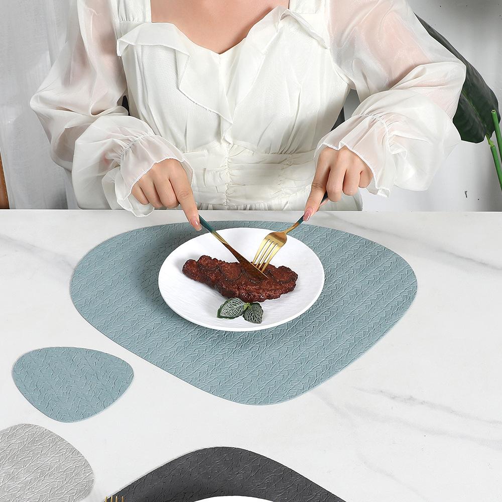 Nordic ins water drop leather placemat waterproof and oil-proof mat rice ear pattern thermal insulation mat bowl mat water drop placemat