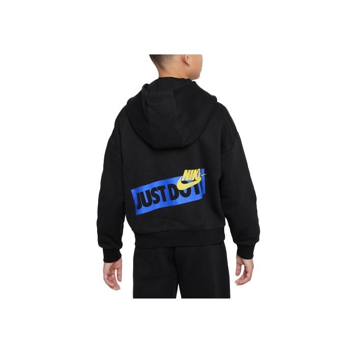 Nike Однотонная толстовка с капюшоном и длинными рукавами, детские топы, черный цвет DX5142-010