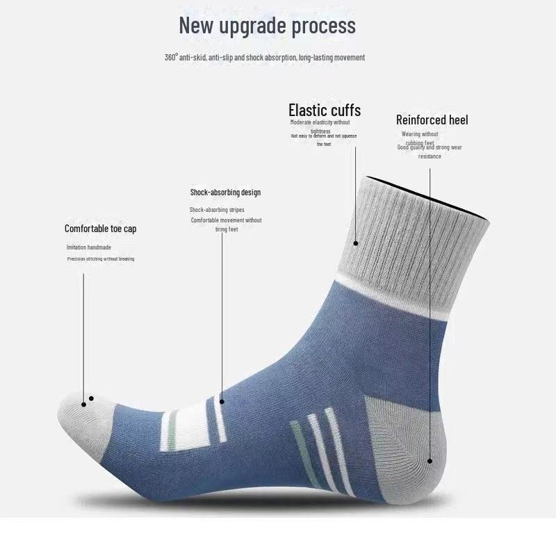 Men's Mid-Tube Deodorant Pure Cotton Socks - Sweat-Absorbent, Breathable, Antibacterial, Perfect for Business or Sport, Spring/Autumn Style.