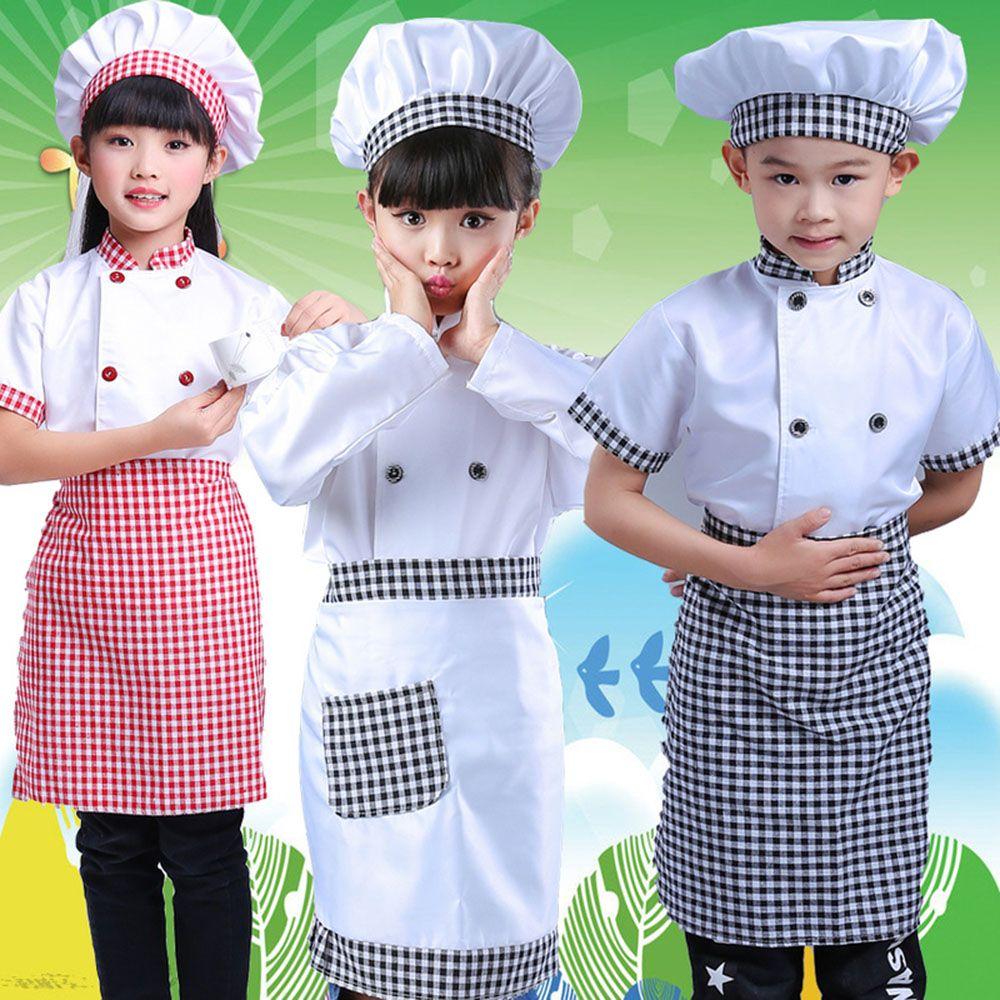 Kids apron Hat Party Top Cook Tshirt Halloween Decoration Children Chef Costume Set Cosplay Costume
