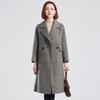 Fengxun Women's 100% Wool Blazer Collar Mid-Length Coat