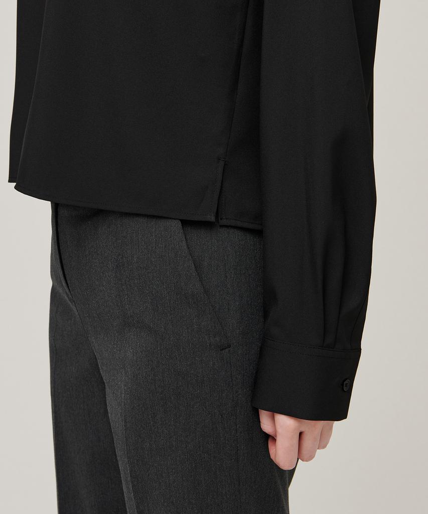 MUSINSA STANDARD WOMAN Women'S Relaxed Crop Silky Shirt [Black]