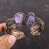 Браслет-манжета из пурпурита, драгоценного камня, медная проволока, ювелирные изделия, регулируемый браслет, браслет-манжета ручной работы, браслет из медной проволоки, подарок для женщин