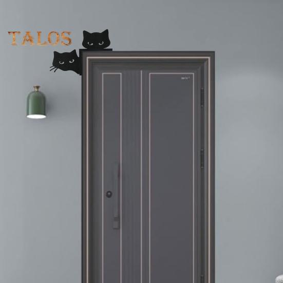 Металлическая накладка на дверь в виде кота, двусторонняя, декор на Хэллоуин, Рождество, кошечка, угловая рамка, настенный знак, винтажное жуткое украшение