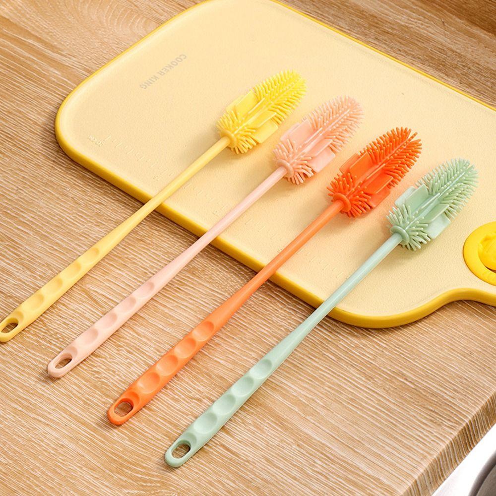 Long Handle Bottle Cleaning Brush Multipurpose Cup Scrubber Cleaning Supplies Glass Cleaner Groove