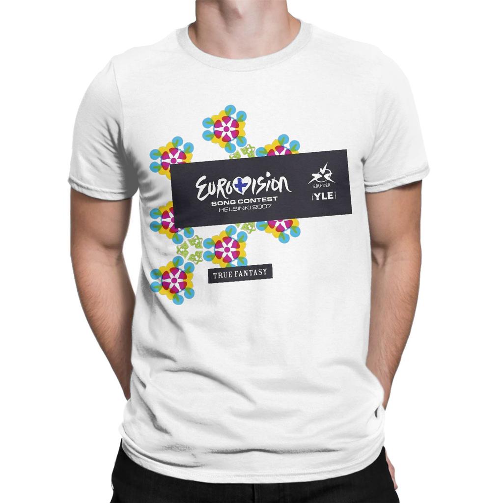 Men Eurovision Song Contest 2007 T Shirts  Pure Cotton Tops Funny Short Sleeve Round Collar Tees Original T-Shirt