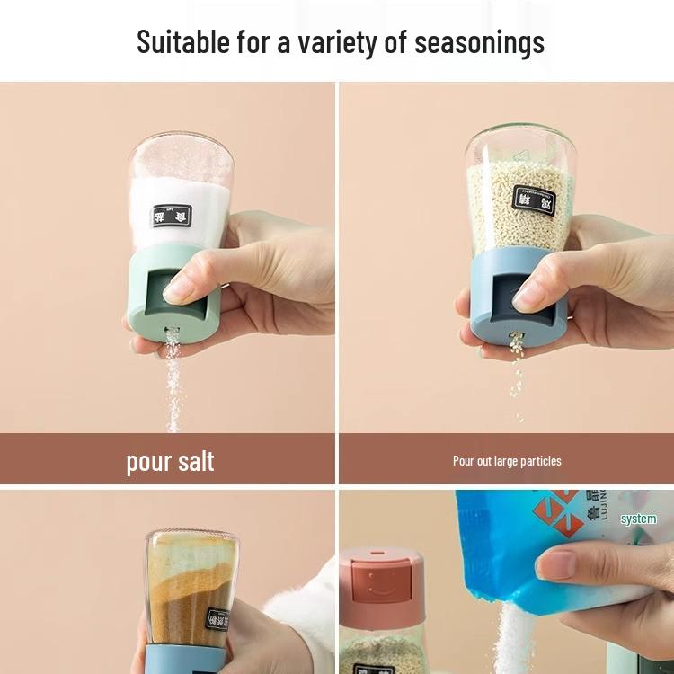 Newcomer Special: 5 Yuan Off - Press-Type Seasoning Jar for Kitchen, Sealed & Moisture-Proof Salt Control Bottle