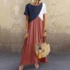 Women's Summer Fashion   Contrast Color Stitching Skirt Large Size Dress