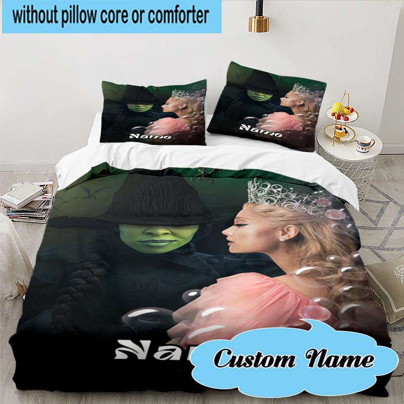 3PCS Custom Name Magic Friendship witch Bedding Set, Including 1pc Duvet Cover And 2pcs Pillowcases, Suitable for dorms and bedrooms Gift