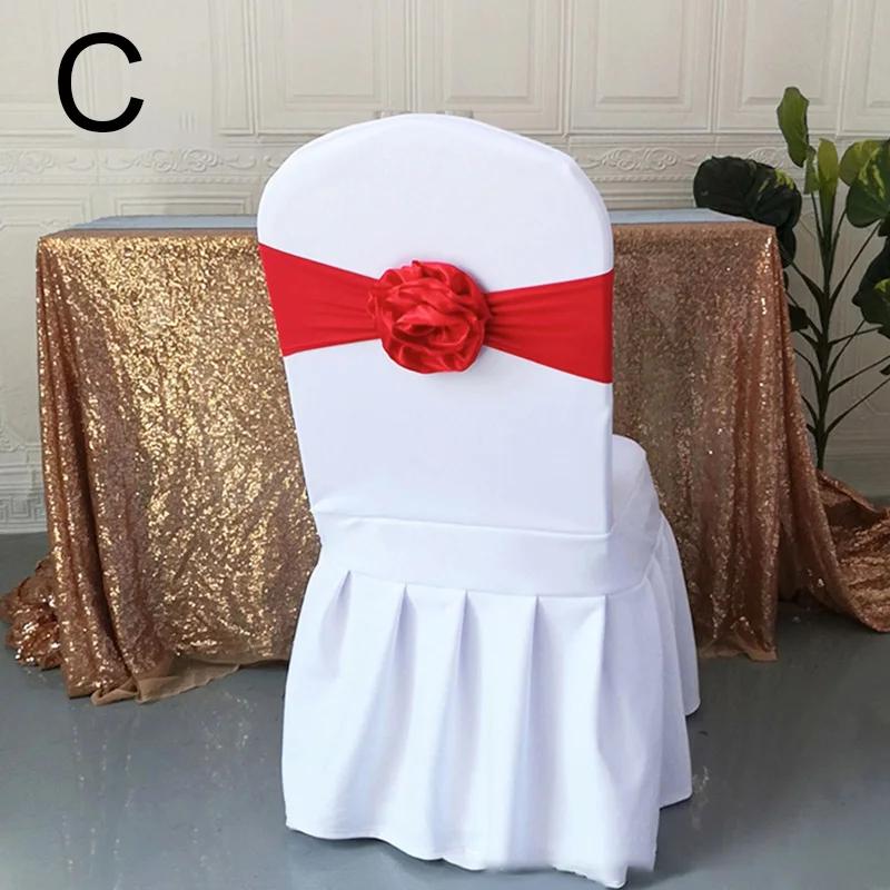 Однотонные атласные ленты для спинок стульев, цветочные ленты, изящные свадебные украшения для стульев, банты, реквизит для отелей, эластичные ленты для банкетных стульев 10-100 шт.