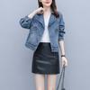 Женская куртка с лацканами на пуговицах, тонкая, повседневная, короткая, джинсовая куртка на весну и осень