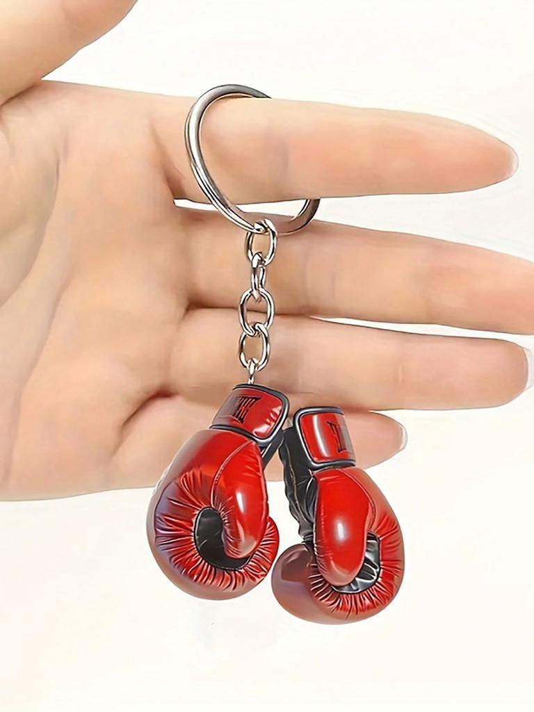 Boxing glove keychain, simple style, men's creative keychain, backpack pendant, round buckle easy to install