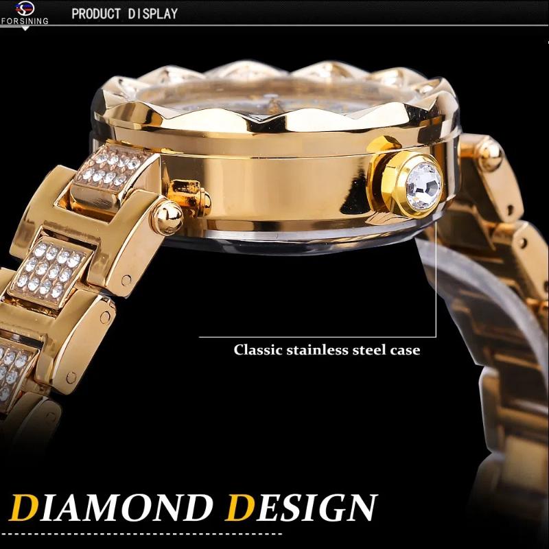 Ladies' Light Luxury Fashion Water Diamond Hollow Mechanical Watch Waterproof Luminous Automatic Mechanical Watch