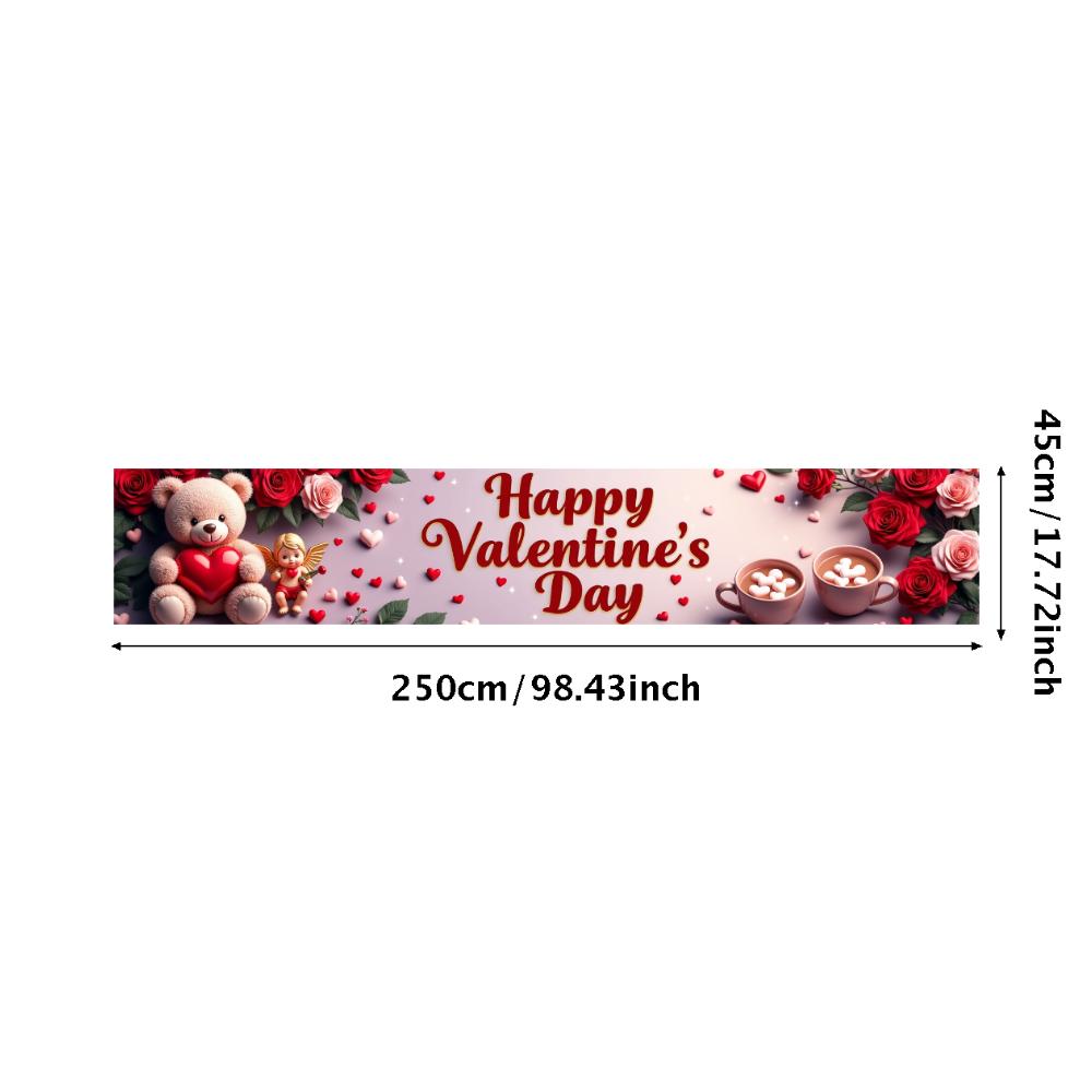 Valentine's Day Banner Backdrop Romantic Decorations Heart Background Red Love Celebration Photography Prop Party Supplies