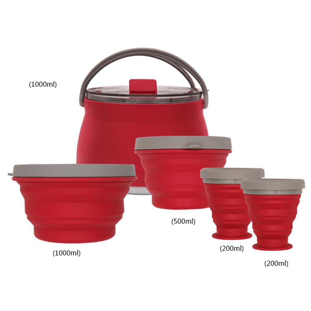 3/4/5 шт. Силиконовый складной чайник для кемпинга, кипящая вода, герметичная чашка для чая, кофе, кружка, посуда для отдыха на открытом воздухе, термостойкая.