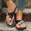 Women's Rhinestone Flip-flops Summer Sandals New Flat-bottomed Lightweight Outer Wear Casual Pinch-on Flip-flops