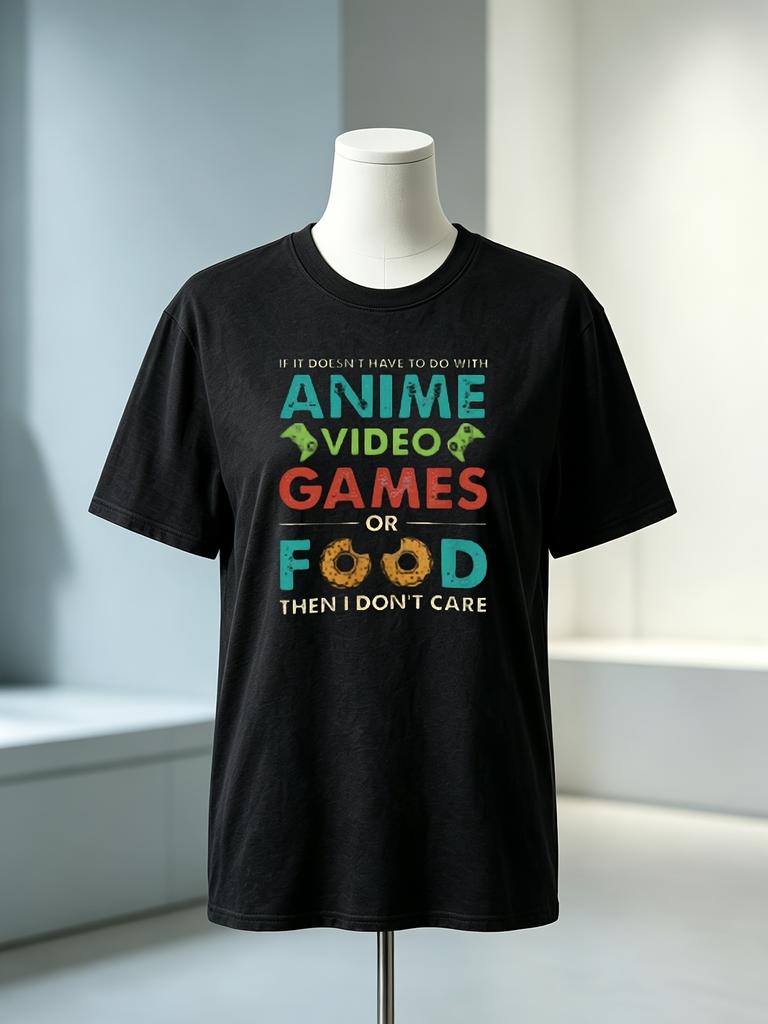 Anime Video Game Or Food T-Shirt, Japanese Otaku Tee, Graphic Casual, 2026 Summer Short-Sleeve Printed T-Shirt