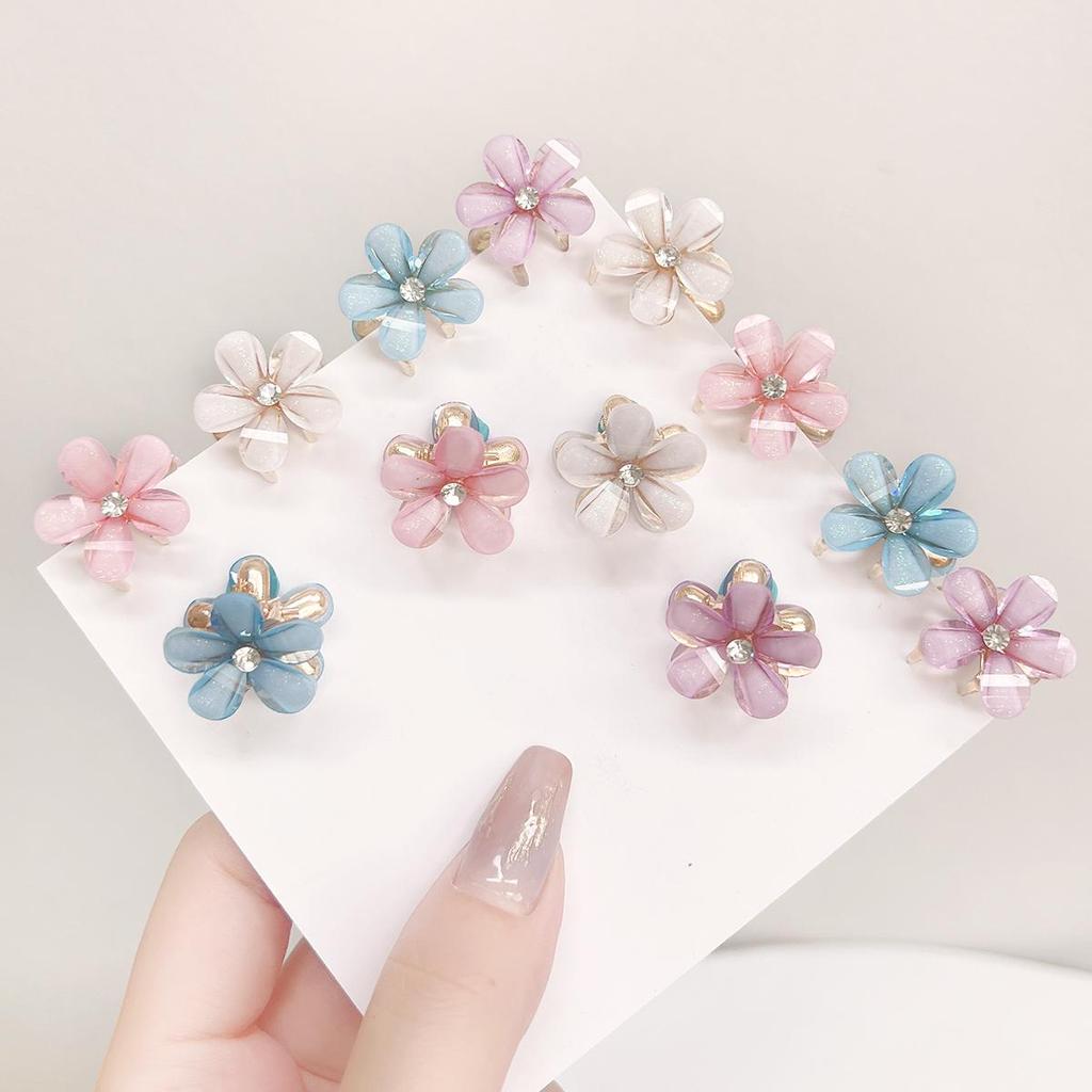 2 шт., маленькие коготки для волос из сплава с кристаллами и цветами для женщин, девушек, заколки для макияжа, аксессуары для волос, головной убор в виде краба