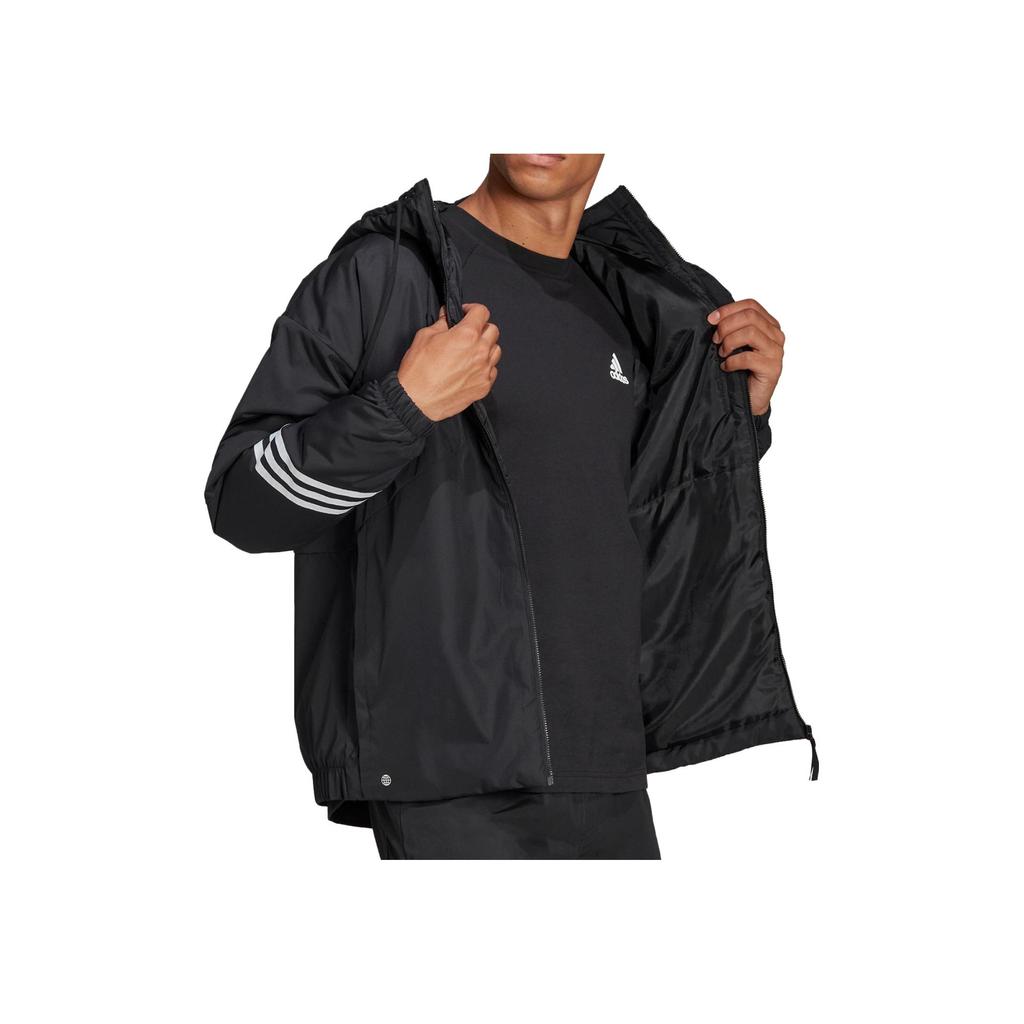 Adidas Куртка из хлопка с капюшоном и длинными рукавами, с логотипом Color Block, мужская, черная, H50969