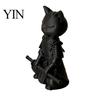 Small Stable Cat Model 3D Printed Knight Figurine, Meditating Desk Decor with Zen Warrior Pose, Desktop Minimalist Frosted Animal Sculpture for Office