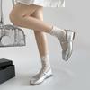 Балетки серебристые маленькие кожаные женские 2025 лето новые модели с юбками, вечерние туфли на плоской подошве красивые Мэри Джейн одинарные туфли