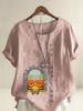 Women's Fashion Letter Butterfly Print Shot Sleeve T-shirt Loose Cotton Shirt Casual Loose Summer Blouse Tops Plus Size