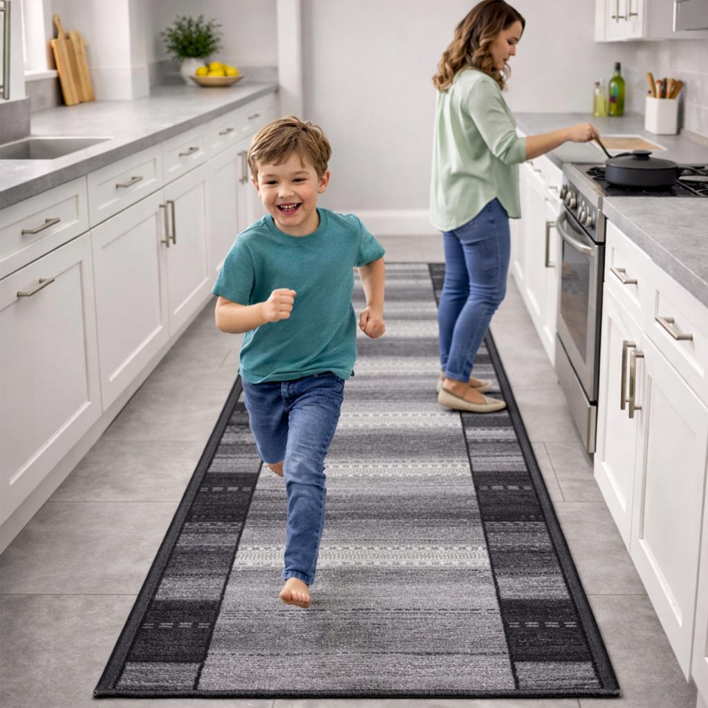 [5] IMPERIA GREY 100x180cm Anti-slip Rug D7520