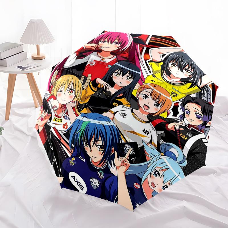 1pc Anime Characters Outdoor Umbrella - Automatic Opening & Closing, Portable 3-Fold Design with 8-Rib Iron Frame - Perfect Gift for Fans, Travel