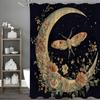 Moon Flower Moth Star Shower Curtain, Bathroom Decorative Shower Curtain, Waterproof Shower Curtain with Hooks